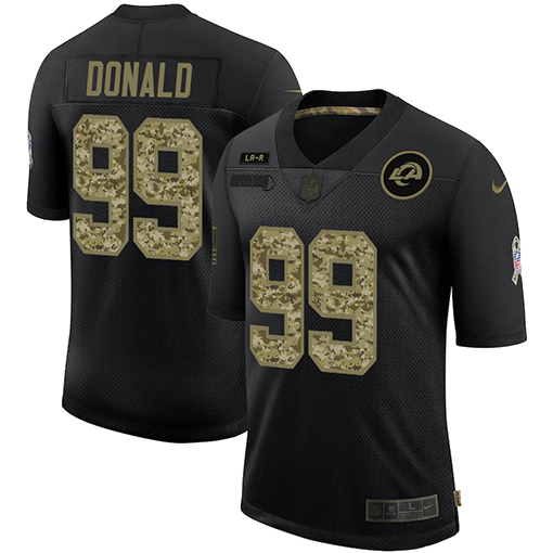 Men's Los Angeles Rams #99 Aaron Donald 2020 Black Camo Salute To Service Limited Stitched Jersey